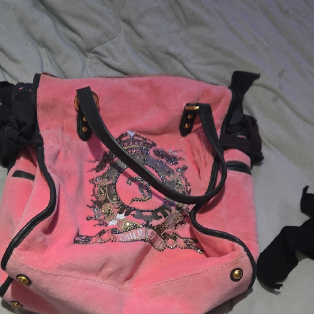 Pink Tote Bag with Black Accents